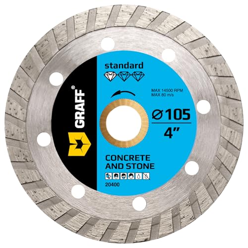 4 Inch Diamond Cutting Wheel for Angle Grinder Arbor 7/8"-5/8" – Turbo Diamond Blade for Stone, Marble, Granite, Brick, Masonry, Concrete – Diamond Saw Blades GRAFF - size: Ø 4 Inch