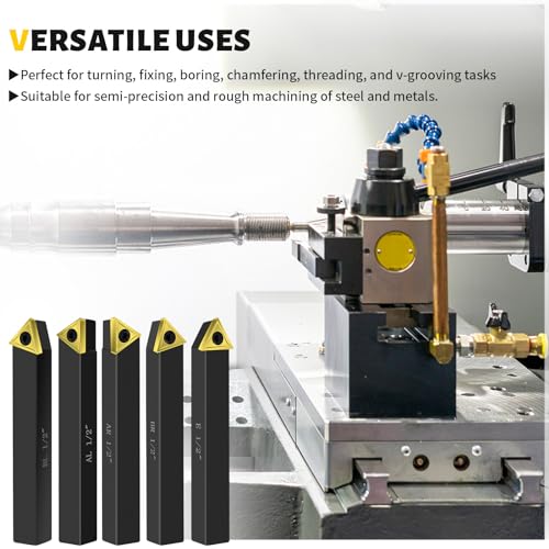 Metal Lathe Cutting Tools,5pcs 1/2" Shank Indexable - size: 1/2 in