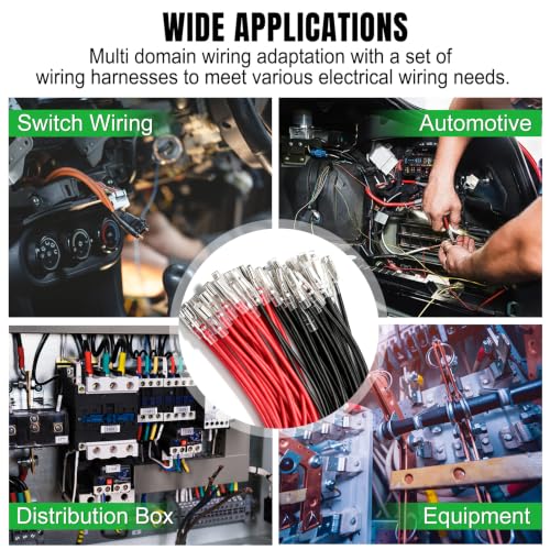 Twidec/20PCS 2.8mm Female Spade Crimp Terminal,Electrical Insulated Terminals with 20cm Cable,Quick Connectors with Insulating Sleeve Red&Black Female Spade Connectors Assortment Kit - size: 2.8mm