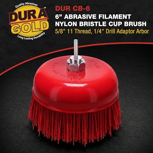 Dura-Gold 6" Abrasive Filament Nylon Bristle Cup Brush - 5/8" 11 Thread, - size: 6-inch