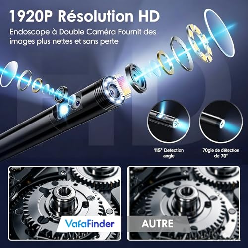 Dual Lens Endoscope Camera with Light,1920P HD Inspection Camera for Automotive & Home, IP67 Waterproof Borescope with Semi-Rigid Snake Cable,Detects Pipe Clogs,Engine Issues-16.5FT for iPhone Android - size: 16.5FT-DL