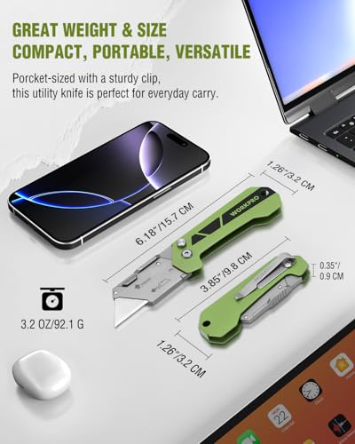 WORKPRO Box Cutter, Utility Knife, Green - color: Green