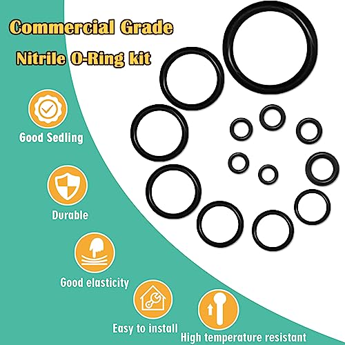 XBVV 1540 Pcs 32 Size O-Rings Kit Nitrile Rubber O Ring Assortment with 4 Hook Set for Various Car Auto Vehicle Repair Plumbing Air or Gas Sealing Connections Resist Oil and Heat