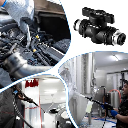 3 PCS 1/4 Push to Connect Valve Pneumatic Union Ball Valve, 1/4" OD Push to Connect Fittings Air Valves Control Quick Connects Air Hose Fittings Pneumatic Ball Valves Airs Line Fitting