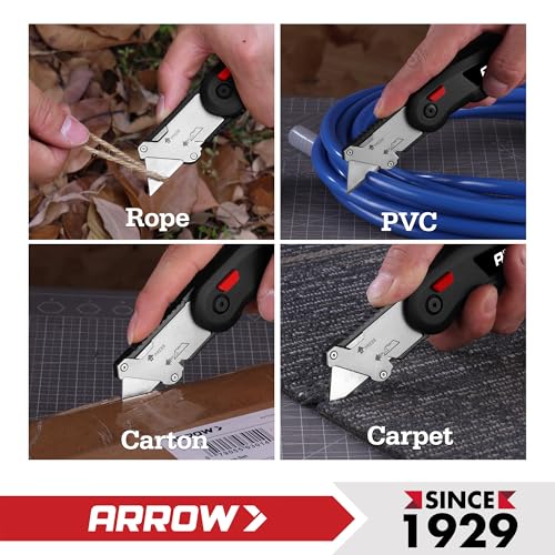 ARROW Utility Knife, Speed Release Folding Knife with 13 Blades