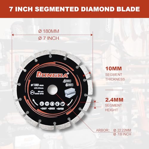 7 Inch Segmented Diamond Saw Blades 2-Pack, for Angle Grinder - size: 7 Inch