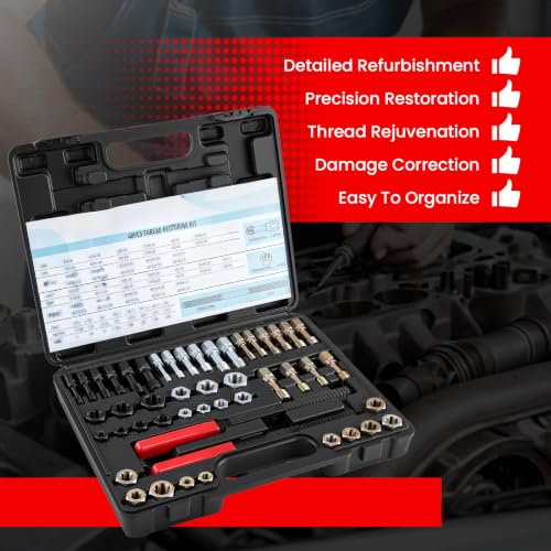 48PCS Thread Chaser Set, Metric and SAE, 22 Taps 24 Dies 2 Thread Files