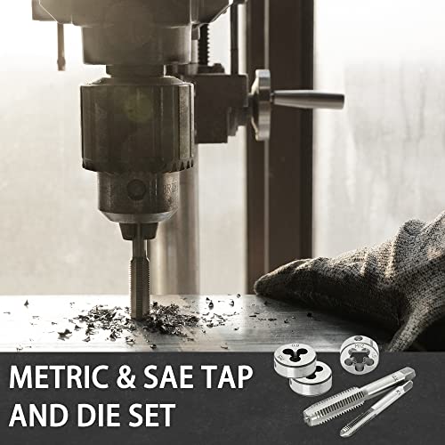 GMTOOLS 40PCS Tap and Die Set, Metric Size Standard M3 to M12, Threading Tool Set for Cutting External and Internal Threads with Adjustable Handles, Complete Accessories and Storage Case - style: 40 pcs