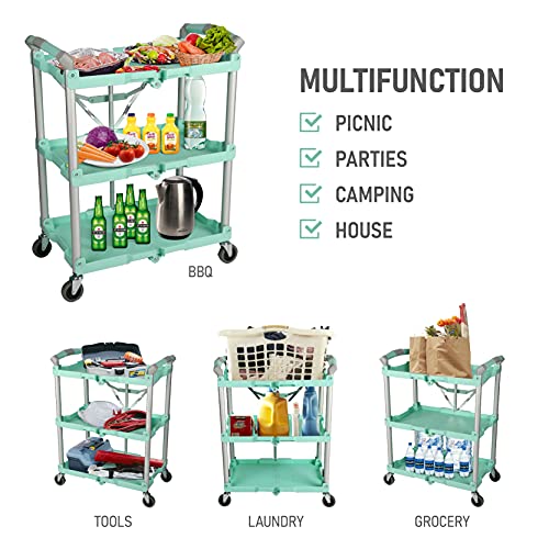 Olympia Tools 89-349 Pack-N-Roll Folding Collapsible Service Cart, 150LB Capacity, Teal - color: Teal, size: 150LB