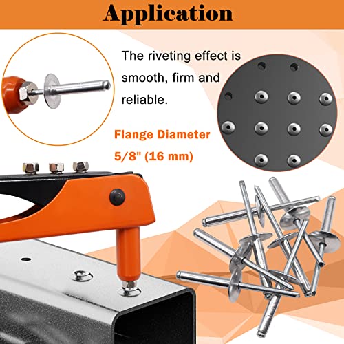 100pcs Aluminum Large Flange Blind Rivets, 3/16" x 3/8", Flange Diameter 5/8" (16 mm), Pop Rivets Assortment Kit Blind Rivet by Bolt Dropper, Grip Range(3-6mm) - size: 3/16''x 3/8'', style: aluminum