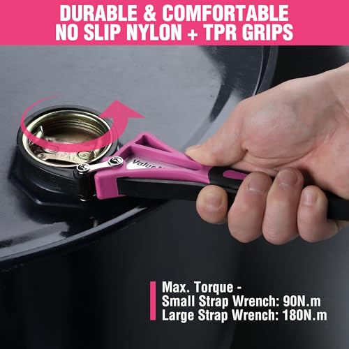 ValueMax Adjustable Wrench Set, 4" 6" Strap Wrench, Oil Filter Wrench - color: Purple
