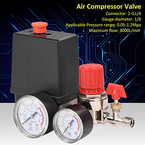 Air Compressor Pressure Switch, Air Compressor Regulator with Gauge, Control Valve Regulator for Fast Pressure Reduction (Pack of 2) - size: 2 cm x 1 cm x 1 cm (Pack of 2)