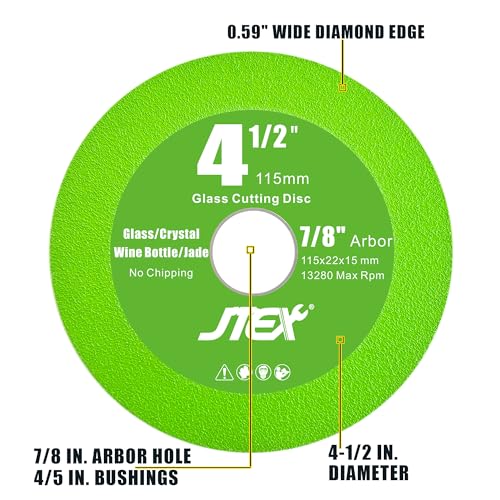 JTEX 4.5 Inch Glass Cutting Disc, 7/8" Arbor, 3-Pack