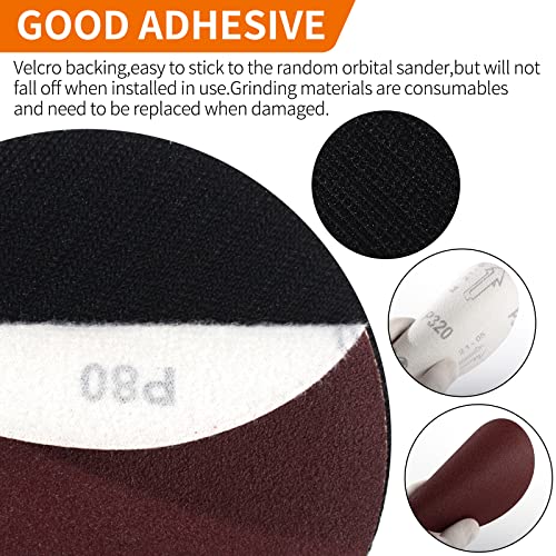 Pomsare 80 PCS Angle Grinder Sanding Discs, 5 Inch Hook & Loop Pad Kit - style: Reinforced 5 Inch 83 PCS