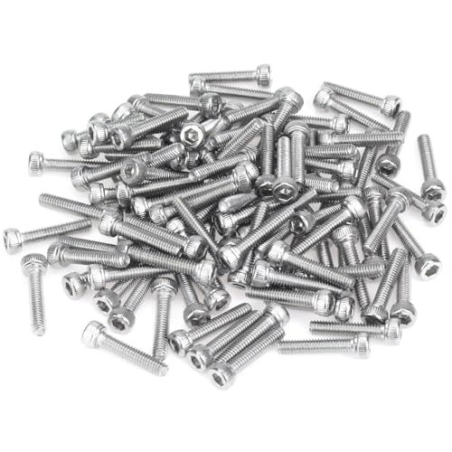105 Pieces M2 x 12mm Socket Head Cap Screws, Thread Pitch 0.4mm, Sutemribor M2 Screws, 304 Stainless Steel, Fully Threaded, Silver - size: M2 x 12mm, style: Socket Head