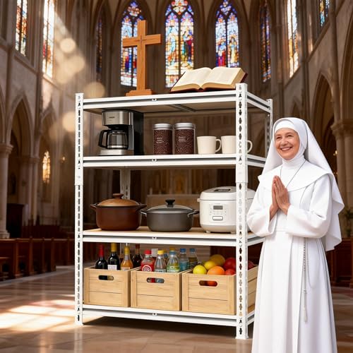 White 72"h *35.12"w*15.7"d Storage Shelves Shelving: Adjustable Metal 5-Heavy-Duty-Shelf (Unit)-Rack Industrial Utility Household Organizer/Systerm for Kitchen Pantry/Bedroom/Garage/Closet - size: 5T-72"H×35.12"W×15.82"D