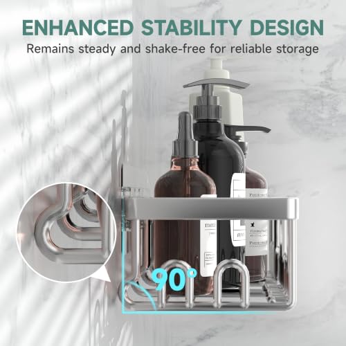 Veken Shower Caddy 6-Pack, Bathroom Organizers and Storage, Matte Silver - color: Matte Silver