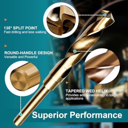 9/16 Inch Cobalt Drill Bit, M35 HSS Twist Drill Bit, 135° Split Point - size: 9/16 Inch