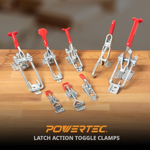 POWERTEC 4PK Toggle Clamp, 220 lbs Holding Capacity, 4001 Adjustable Pull Action Latch for Smoker, Tool Box, Woodworking Jigs and Fixtures, Cabinet, Door (20311V) - size: 4001, 4PK