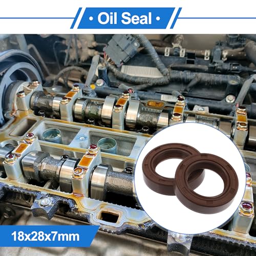 Universal Oil Seal TC Double Lip W Steel Spring Seal Ring Rotary Shaft Seal 18x28x7mm High Pressure FKM Rubber Brown 2 Pcs - size: 18x28x7mm