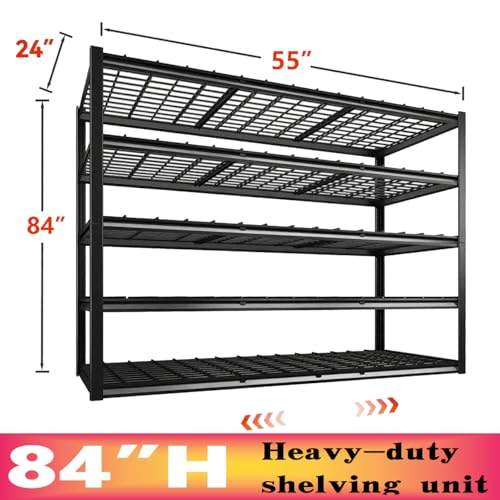 Garage Shelving, Heavy Duty Storage Shelves Metal Shelf Unit Adjustable Industrial Storage Racks for Shop,Warehouse,Basement (5T 84 * 55 * 24) - size: 5-Tier 84"H x 55"W x 24"D