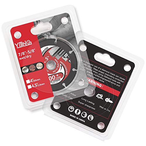 YIJING 2Pcs 4.5" Diamond Metal Cutting Disc, 7/8"-5/8" Arbor, 1,000+ Cuts, Black, 115mm, 13200 RPM Max, Industry Diamond, Compatible with Metal, Stainless Steel, Steel - size: 4.5-2pcs