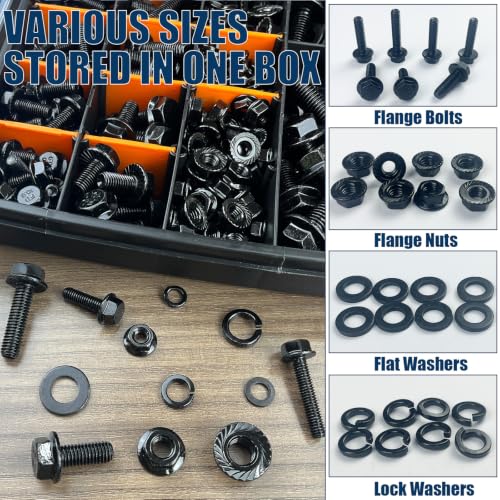 468PCS Black Metric Flange Bolt Assortment Kit with Socket Wrench - color: Black KIT -468PCS