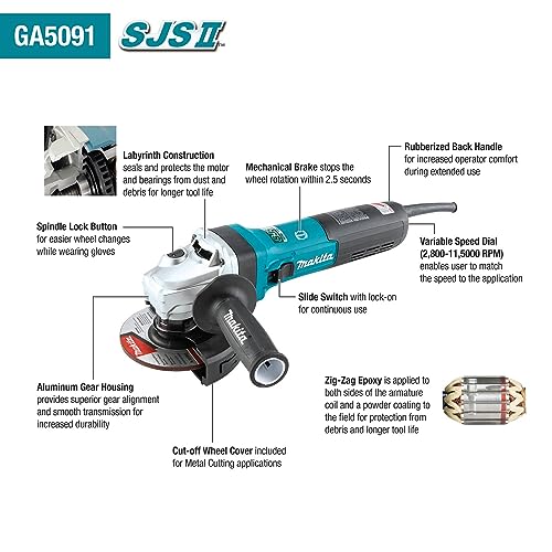 Makita GA5091 5" SJS™II High-Power Angle Grinder w/Brake