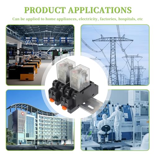 DC 24V JQX-13FL 62PL Coil 8 Pin 10A DPDT LED Indicator Electromagnetic Power Relay with Plug-in Terminal Socket and DIN Slotted Aluminum Rail - size: 8Pin-10A-DC24V