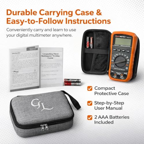 GroundLuxe Auto-Ranging Digital Multimeter – Best and Easiest Multimeter for Testing grounding Sheets and Mats, Instructions Included, Large Backlit LCD, Continuity Testing