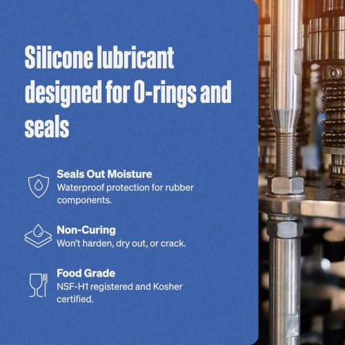 Super Lube O-Ring Silicone Lubricant - Waterproof Silicone & Rubber Seal Grease - Heat Stable Lubricant & Oxidation Protection - Food Grade H1 Grease - Clear - Bottle - 4 oz (56204)