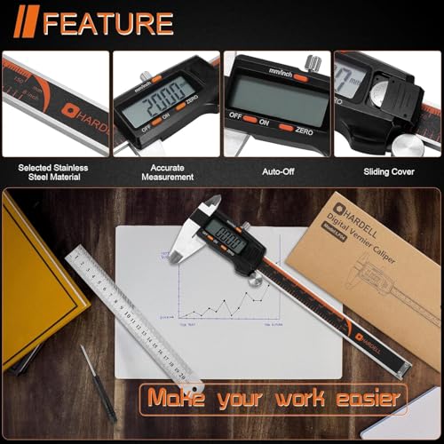 HARDELL Digital Caliper 6 Inch, Large LCD Screen Calipers Measuring Tool - size: 6 Inch