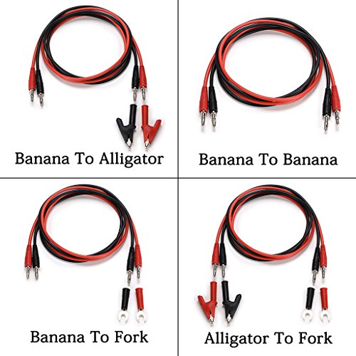 Sumnacon 4 in 1 Banana Plug Alligator Clip Pure Copper Fork Test Lead - size: 3.3 ft