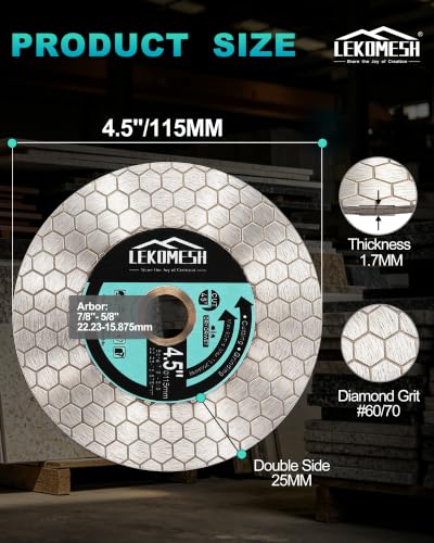 Tile Blade 4.5"/115mm - 2pcs Diamond Saw Blade Hexagon Design for Cutting and Grinding Granite Marble Ceramic Porcelain Tile,Arbor 7/8"-5/8" - size: 2 pcs - 4.5 inch (115mm) - Arbor 7/8"-5/8"