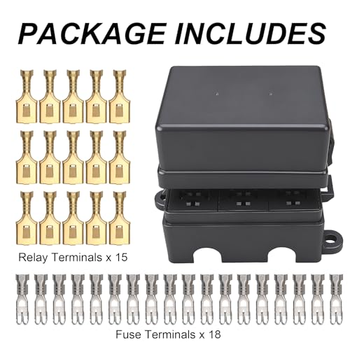 12V 9 Way Fuse Relay Box, 3 Relays and 9 ATC/ATO Blade Fuse Slots, Compatible with 4-Pin 5-Pin 40Amp Relay, for Cars Truck Marine Boat Jeep - size: 3Relays 9Fuses slots, style: Box
