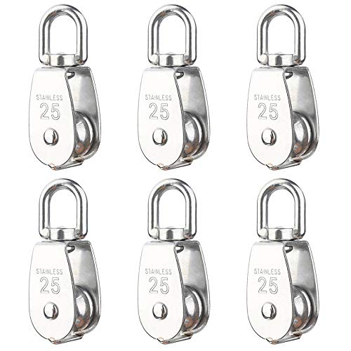 Rocaris 6 Pack M25 Lifting Single Pulley Roller Loading 330Ibs - size: M25-6pcs