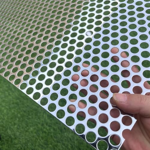 23.6"x11.8" Opening Round Holes About 1/2inch (12mm) Perforated Metal Sheets 19Gauge Expanded Metal Mesh Perforated 304 Stainless Steel Sheet Mesh Screen Panel Decorative Panel Decorati Plate - size: 23.6"x11.8", style: Round Hole 12mm