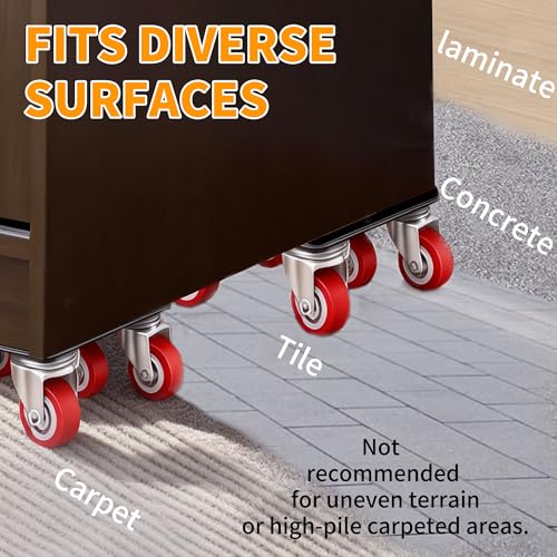 Furniture Dolly Set 5 Wheels with 360° Wheels and Wheels Lockable Brakes, 1400LBS Furniture Movers for Home Office Furniture Appliances Labor Easing Mover