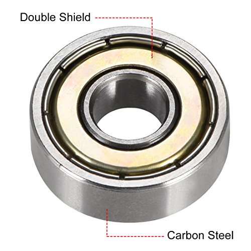 uxcell 607ZZ Deep Groove Ball Bearing Double Shield 607-2Z 80017, 7mm x 19mm x 6mm High Carbon Steel Z1 Bearings (Pack of 20) - size: 7mmx19mmx6mm