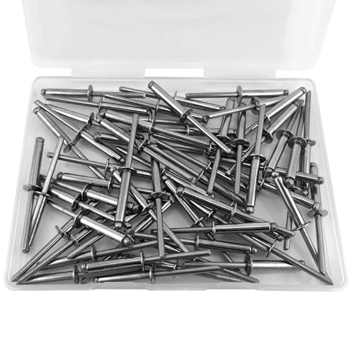 ALLCLEAN 60 Pcs 3/16"x1" Stainless Steel Blind Pro Rivets,4.8 x 25mm Pop Rivets,Stainless Steel Grip and Stainless Steel Mandrel - color: Stainless Steel, size: 3/16"x1"