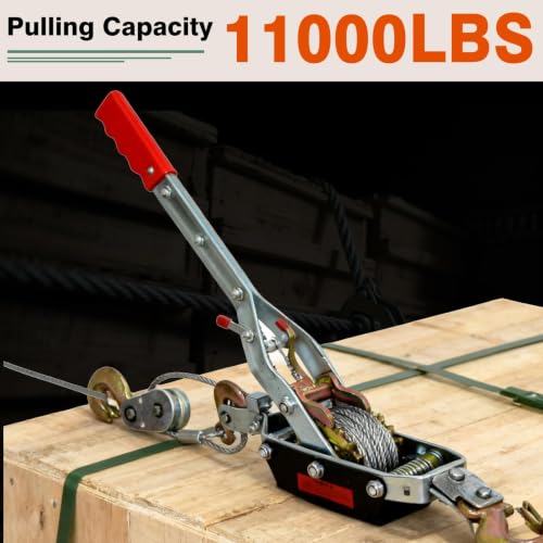 11000lbs Come Along Winch,5T Pulling Capacity,12ft Steel Cable - size: 5 Ton