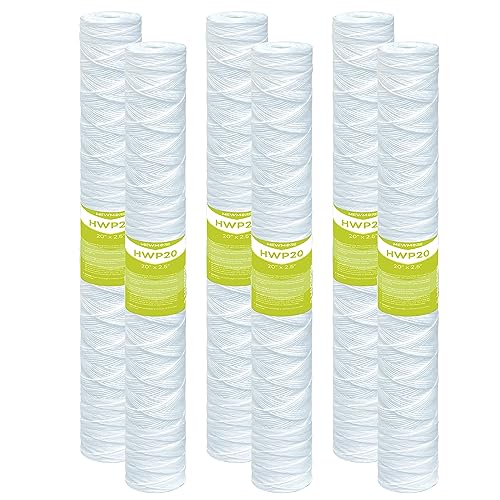 5 Micron Whole House Water Filter Cartridge, 20" x 2.5", 6-Pack