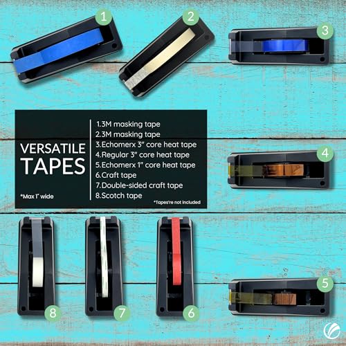 Echomerx Desk Tape Dispenser, One-Handed, Weighted Non-Slip, 1" & 3" Cores