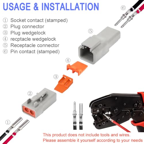 GRZWAYS DTP Connector Kit 2 Pin Automotive IP67 Waterproof Electrical - style: 2PIN
