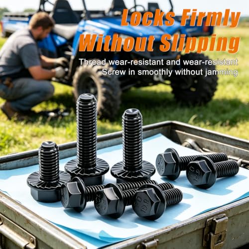 mankk 25PCS M8-1.25 x 20mm Flanged Hex Head Bolts 10.9 Grade High Tensile Alloy Steel,Black Zinc Plated,Full Thread,for Auto Parts, Farm Equipment & DIY Projects - size: BK M8x20mm