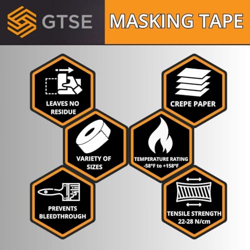 GTSE - Masking Tape 3 inch x 55 Yards (164 ft) 2 Rolls - size: 3" x 55 yds
