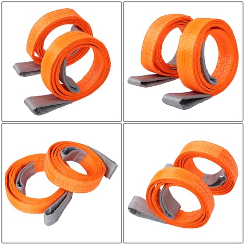 findmall 2 Pack Orange Lift Sling Straps 2" x 7 FT