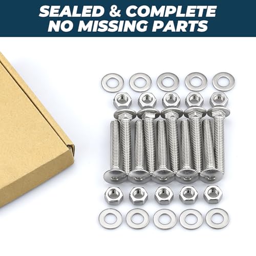 5/16-18 x 1-1/2 Inch Carriage Bolt Kit, 304 Stainless Steel (18-8) with Hex Nuts & Flat Washers - 16 Sets, Round Head Square Neck, Full Thread Coverage by Glvaner - size: 5/16-18 x 1-1/2"