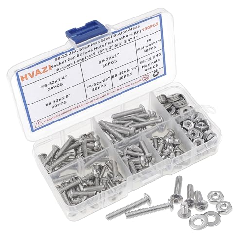 #8-32 UNC 304 SS Button-Head Socket Cap Screws, Nuts & Washers Kit - size: #8-32 UNC