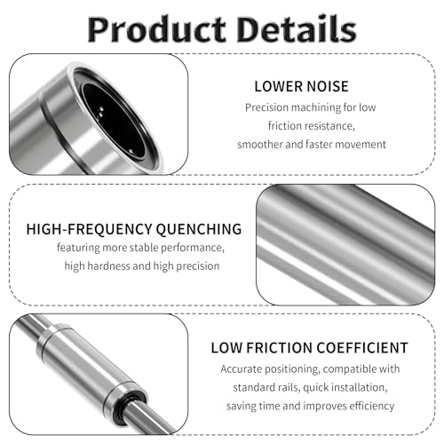 4 Pcs LM6LUU Linear Ball Bearings, 6x12x35mm Linear Bearing - size: LM6LUU